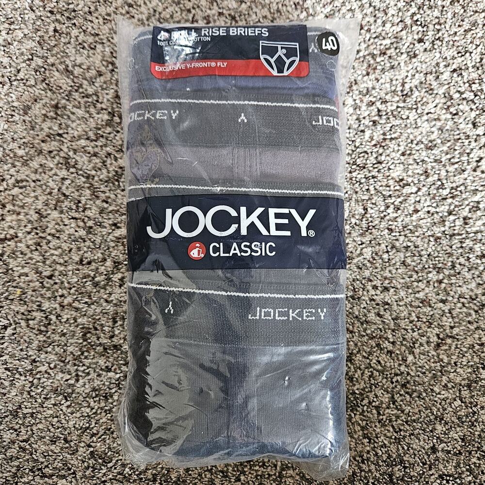 2009 Jockey 4 Full Rise Cotton Assorted Briefs Y Front Fly Size 40- New